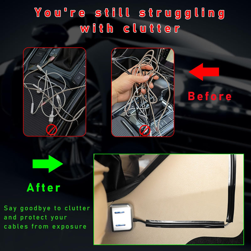 [Australia - AusPower] - Augeny 4PCS Car Concealed Wire Sleeve, Self-Adhesive Tubing Cable Hidden Protector, Auto Split Sleeving Wire Cord Organizer, Black Soft PVC Cable Sleeve for USB, Audio & Video Line 
