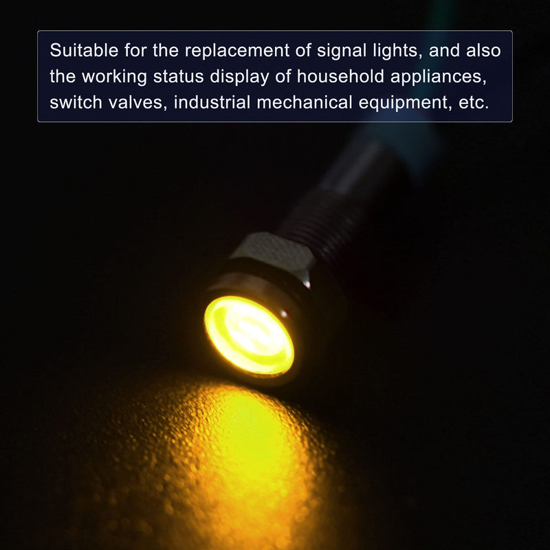 [Australia - AusPower] - MECCANIXITY Signal Indicator Light AC/DC 110V 6mm Flush Panel Mount Yellow LED Metal Shell with 150mm Cable Pack of 2 