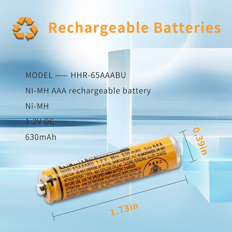 [Australia - AusPower] - 6PCS NI-MH AAA Rechargeable Battery for Panasonic HHR-65AAABU 1.2V Replacement Battery for Cordless Phone 630-6PCS 