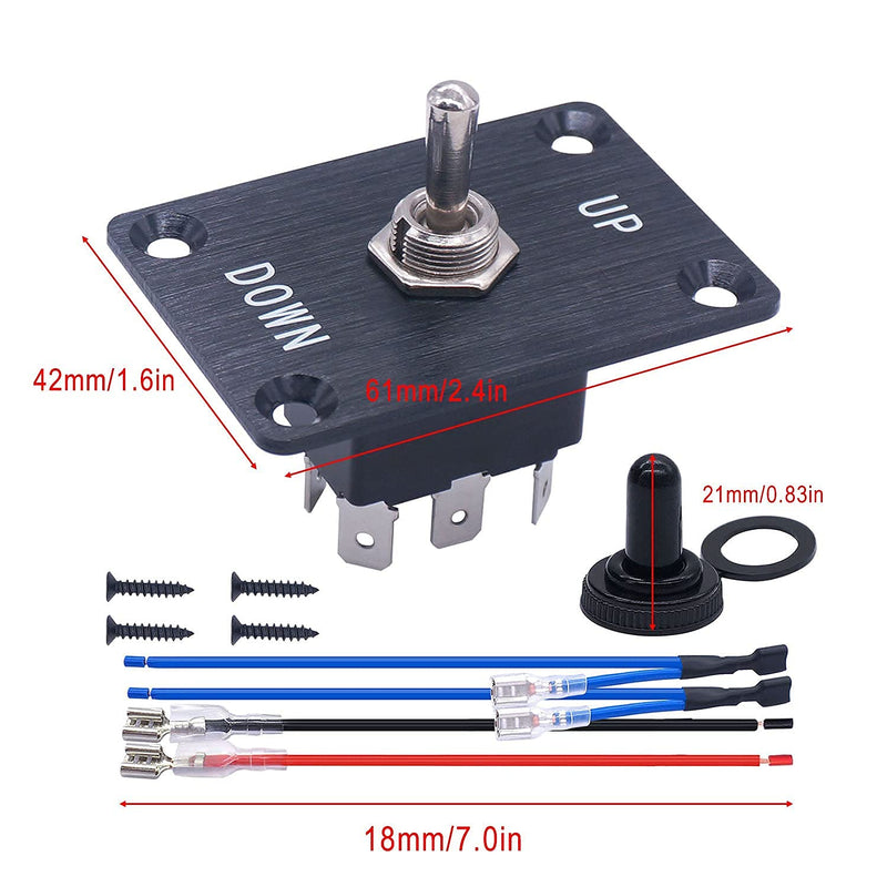 [Australia - AusPower] - weideer Momentary Toggle Switch 12V Polarity Reverse (ON)/Off/(ON) 6 Pin RV Jack Stabilizer Switch with UP/Down Mounting Plate Waterproof Cap and Jumper Wires for DC Motor Control E-TEN-223-M-X-B A-Momentary 