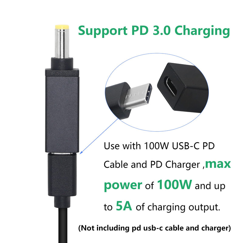 [Australia - AusPower] - CERRXIAN 100W PD USB Type C Female Input to DC 5.5mm x 2.5mm Power Charging Adapter(5525a-Black) 