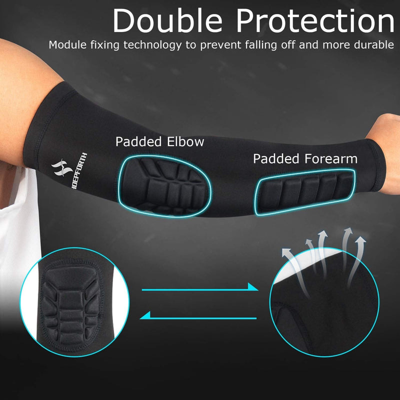 [Australia - AusPower] - HOPEFORTH 2PCS Padded Elbow Forearm Sleeves Compression Arm Protective Support Black Padded Elbow Forearm Small 