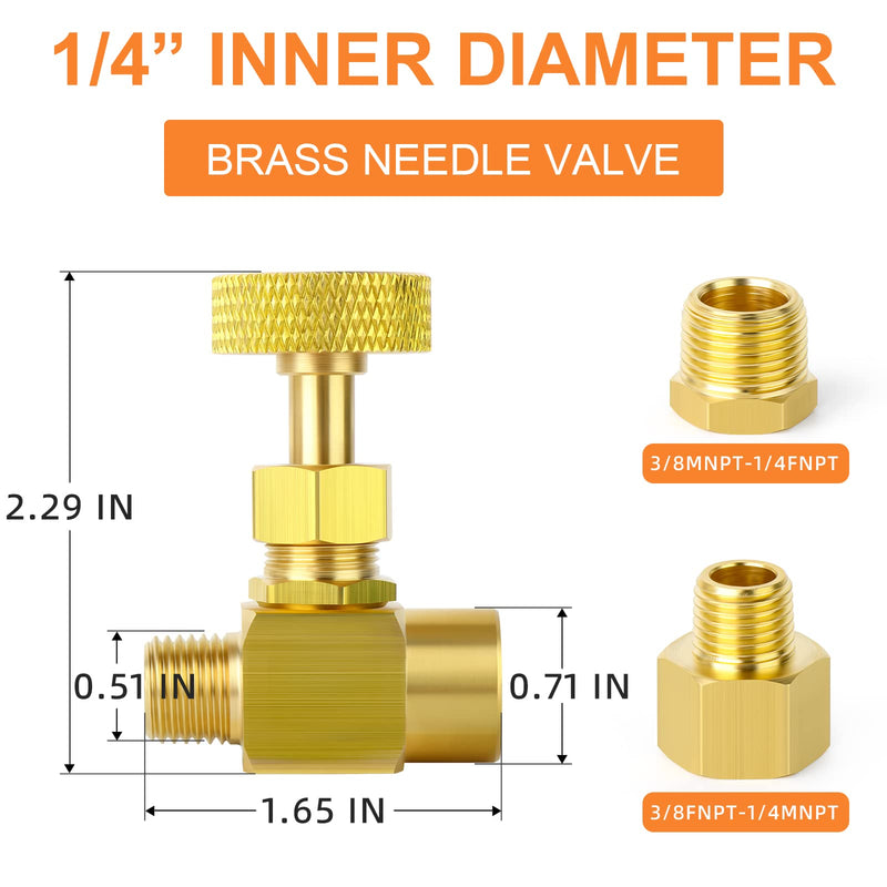 [Australia - AusPower] - GASHER Brass Replacement Control Needle Valve 1/4" Female NPT X 1/4" Male NPT 4PCS 1/4" FNPT x 1/4" MNPT 
