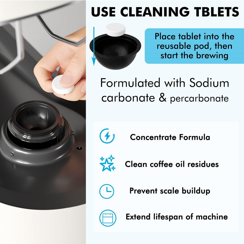 [Australia - AusPower] - New England Stories Nespresso Compatible Descaling Kit, 12 Months Cleaning Set for Vertuoline Brewer, Includes 1 Bottle(4 Uses) of Descaling Solution, 12 Cleaning Tablets and 1 Reusable Pod 