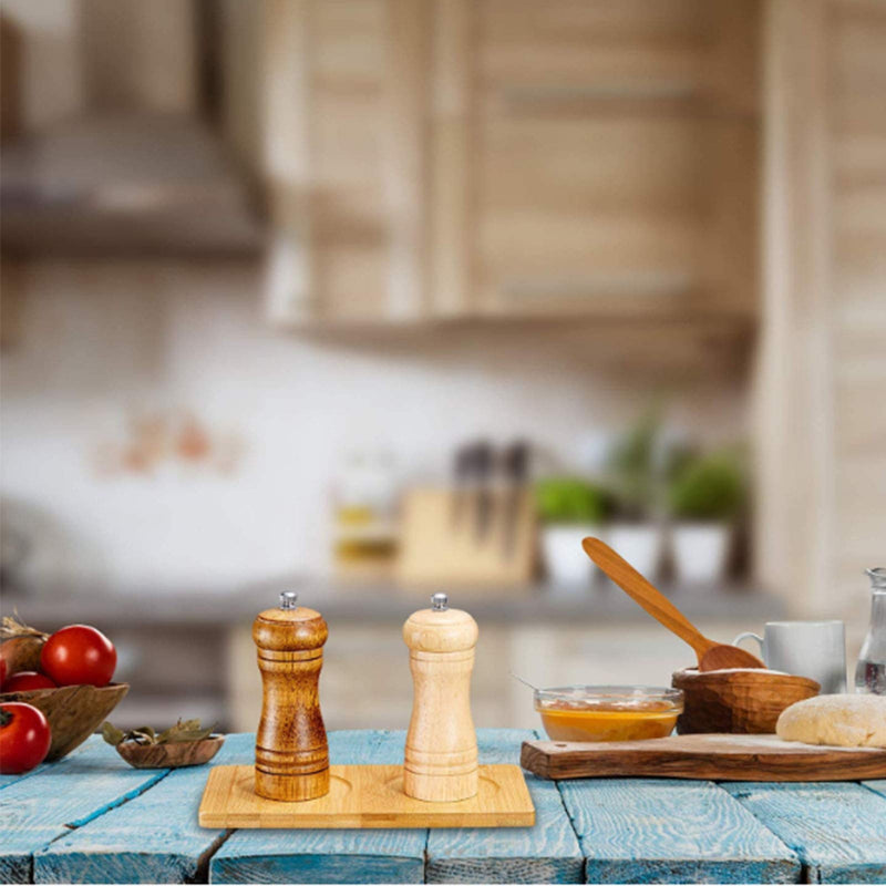 [Australia - AusPower] - GORGECRAFT Salt and Pepper Mill Tray Wood Pepper Grinding Trays Bamboo Condiment Tea Serving Tray for Home Kitchen Coffee Bar 