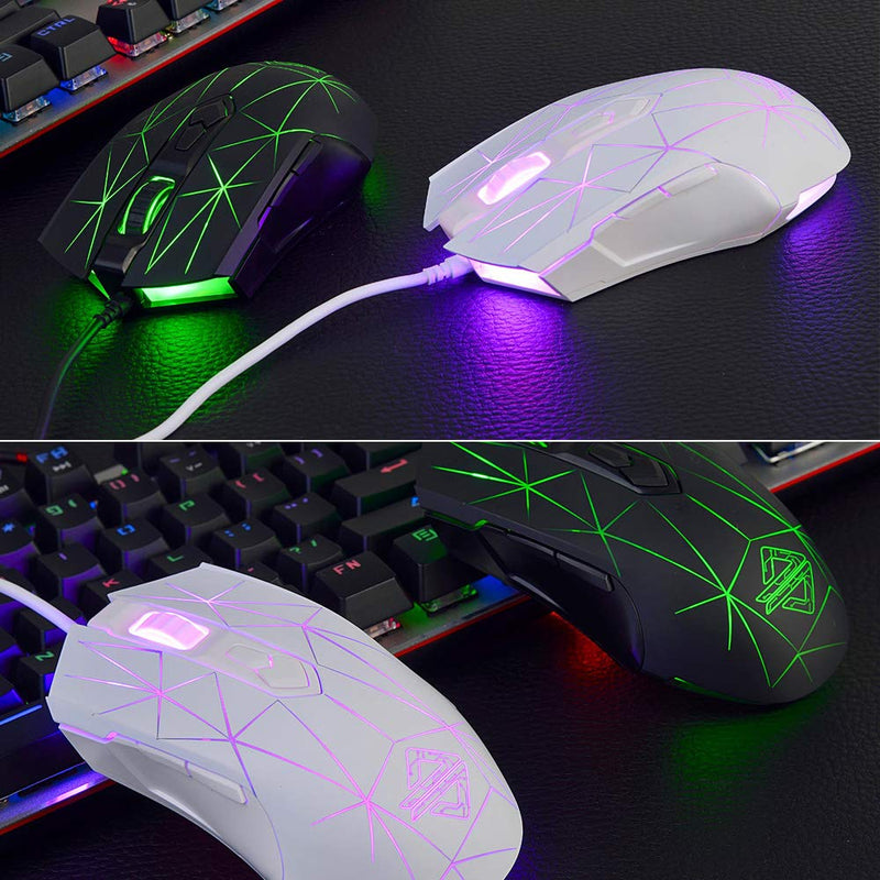 [Australia - AusPower] - RGB Lightweight Gaming Mouse, Programmable 7 Buttons, Ergonomic LED Backlit USB Gamer Mice Computer Laptop PC, for Windows Mac OS Linux, Pink (Star White) star white 