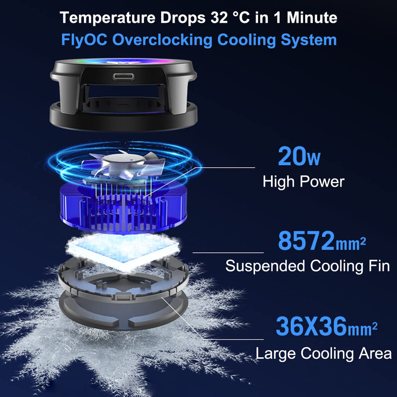 [Australia - AusPower] - Flydigi B6X Magnetic Cellphone Cooler, Powerful 20W Intelligent Frequency Conversion Temperature Control, Prevent Condensate, Larger 36x36mm Cooling Area, Portable Cooling Fan for Phone/Tablet/Ipad FD-B6X Magnetic Cooler 