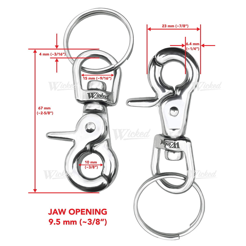 [Australia - AusPower] - WICKED 316 Stainless Steel Swivel Eye Trigger Snap Hook - Set of 2 Each (2 5/8”) 2 5/8” 