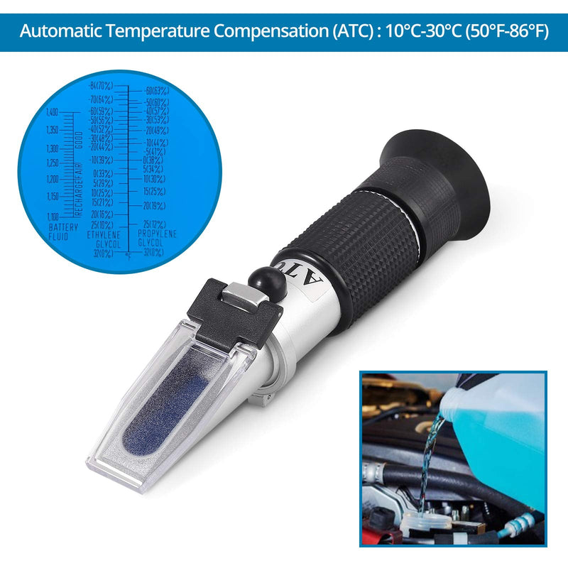 [Australia - AusPower] - AUTOUTLET Fahrenheit Antifreeze Refractometer with ATC Function for Checking Freezing Point of Automobile Antifreeze Systems, Battery Fluid Condition, Battery Acid, Glycol, Coolant, Antifreeze Tester 