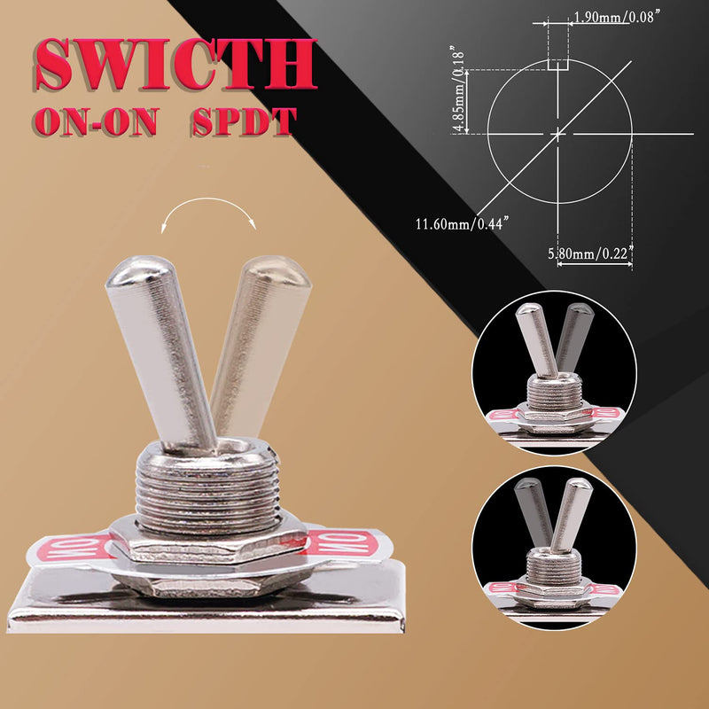 [Australia - AusPower] - Twidec/3Pcs Heavy Duty Rocker Toggle Switch 16A 250V AC SPDT 2 Position 3 Pin ON/ON Switch with Metal Bat Waterproof Boot Cap Cover Ten-1121-B102 