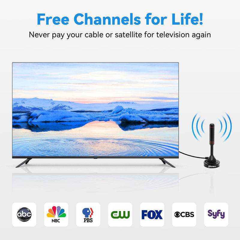 [Australia - AusPower] - Chaowei Digital TV Antenna-DVB66 Portable Indoor Outdoor TV Antenna with Magnetic Base,16.5ft Long Cable,Omnidirectional Receiving-Support 4K 1080P TV 2inch Magnetic Base 