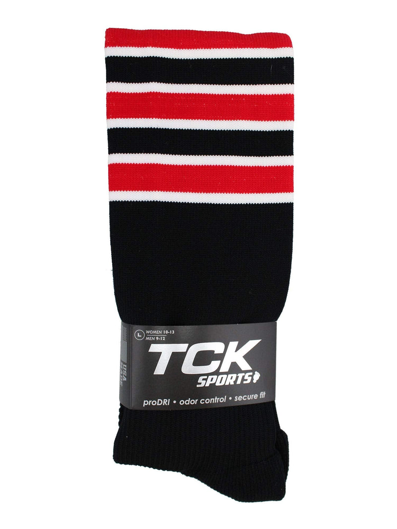 [Australia - AusPower] - TCK Elite Performance Baseball Socks Dugout Pattern I Softball Mens Womens Black/White/Scarlet Medium 