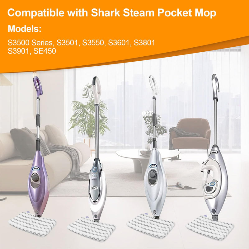 [Australia - AusPower] - Jirmory 6 Pack Steam Mop Replacement Pads Compatible with Shark Steam Pocket Mop S3501 S3550 S3601 S3801 S3901 SE450 S3601D S3901D, Scrub Microfiber Replacement Pads Refills Reusable 