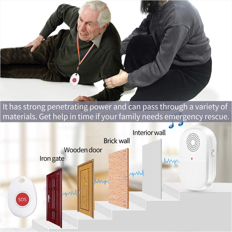 [Australia - AusPower] - Wireless Caregiver Pager System Call Button Personal Alert Pager Nurse Alert System for Elderly/Senior at Home with 800+Feet Operating Range 1 Portable Receiver 2 Emergency Transmitter 