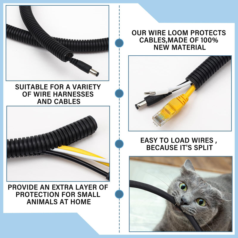 [Australia - AusPower] - Kanayu Flame Retardant Wire Loom High Temperature Cable Conduit Split Cable Sleeves Split Wire Loom Tubing Auto Wire Conduit for Industrial Electrical Wires Automotive Marine (1/4''-100 Ft) 1/4''-100 Ft 