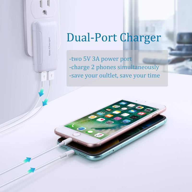 [Australia - AusPower] - USB Charger Plug, Excgood Ultra Thin USB Wall Charger Smart Wall Plug Compatible with iPhone 11 Pro Max/Xr/Xs/X, Galaxy S10/9/8, Pixel and More Smartphones and Tablets, 2-Pack,White White 