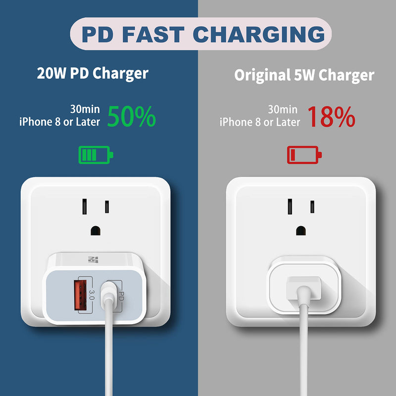 [Australia - AusPower] - [Apple MFi Certified] iPhone 12 13 Fast Charger, ARCCRA 20W PD Dual Port USB C Wall Charger Plug Charging Block Adapter + 2 X 6FT Lightning Cable for iPhone 13 12 Pro Max Mini 11 XS XR X, iPad AirPods 