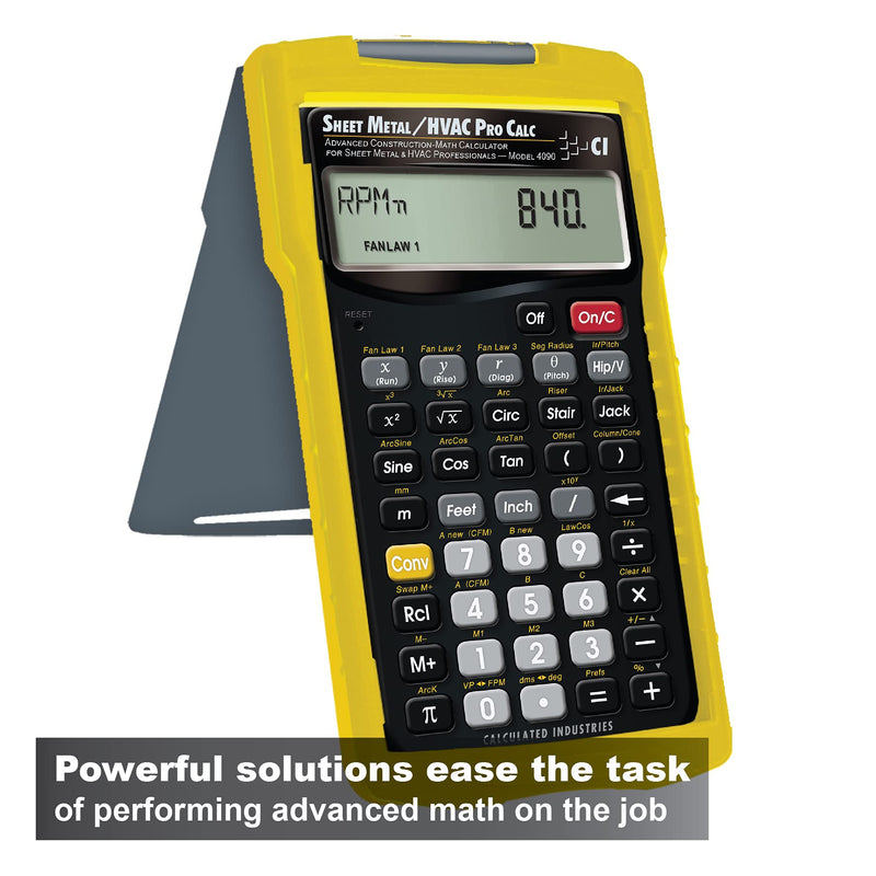 [Australia - AusPower] - Calculated Industries 4090 Sheet Metal/HVAC Pro Calc Calculator, Advanced Construction-Math for Sheet Metal, HVAC Pros with Fan Law Functions, ArcK Built-in Constant, Laws of Cosines, Offset Functions 