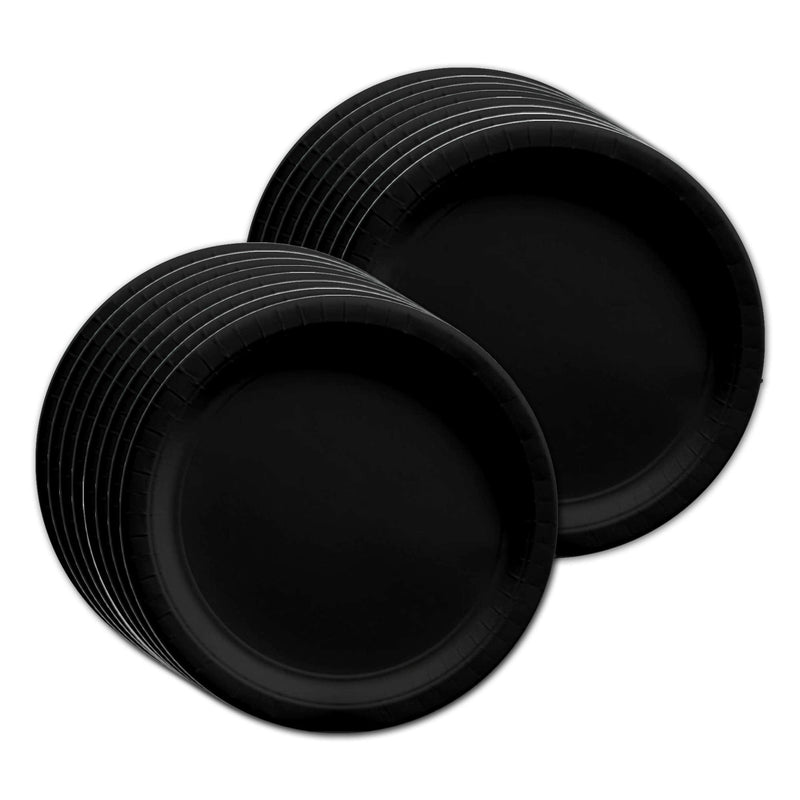 [Australia - AusPower] - Solid Black Birthday Party Supplies Set Plates Napkins Cups Tableware Kit for 16 