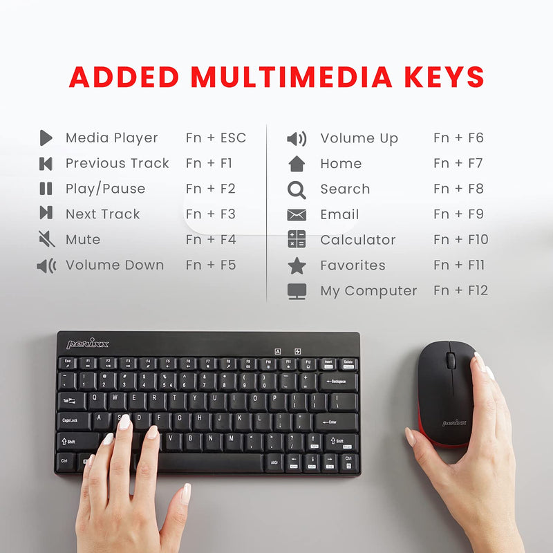 [Australia - AusPower] - Perixx Periduo-712B Wireless Mini Keyboard and Mouse Set, Black, US English Layout 