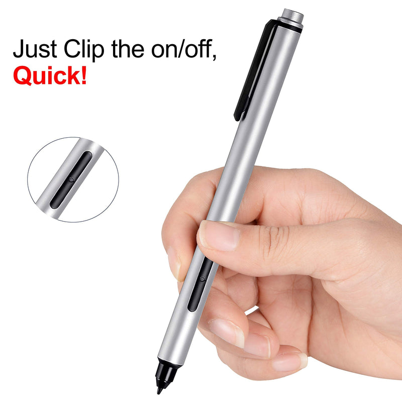 [Australia - AusPower] - Digital Pen for Surface, avedio links Stylus Pen Compatible with Surface Pro 7/6/5/4/3, Surface Go,Surface Book/Studio, 4096 Level Pressure Sensitivity with AAAA Battery (Silver) Silver 