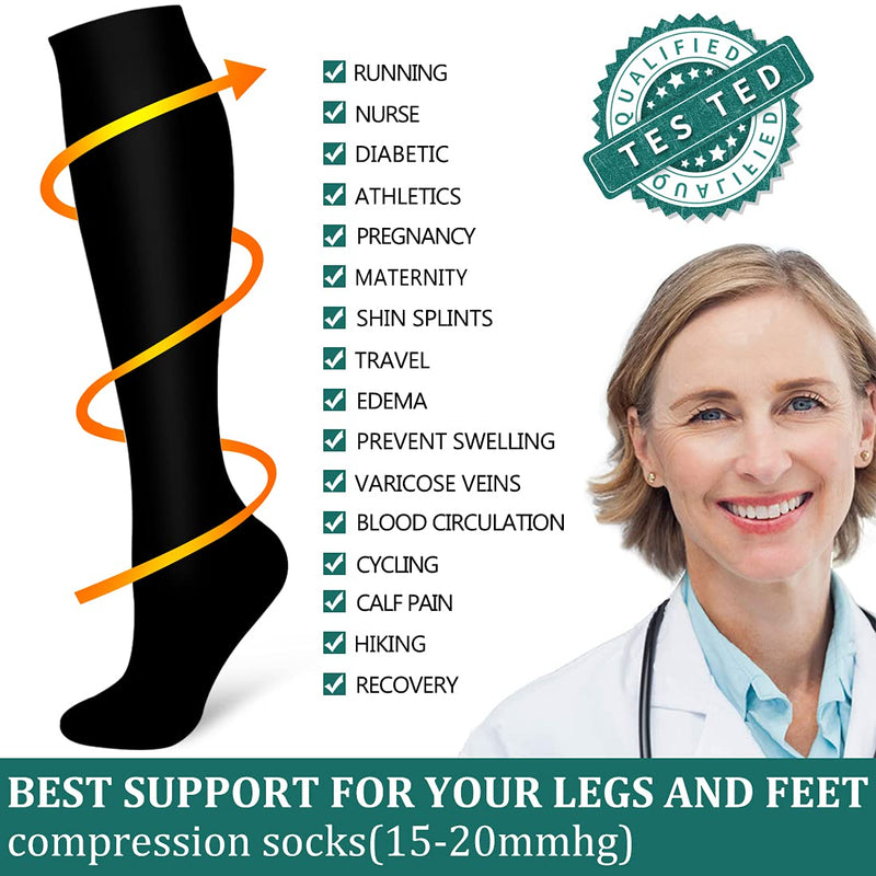 [Australia - AusPower] - 3 Pack Medical Compression Sock-Compression Sock For Women and Men Circulation -Best for Running,Nursing,Athletic Sports 01-black Small-Medium 