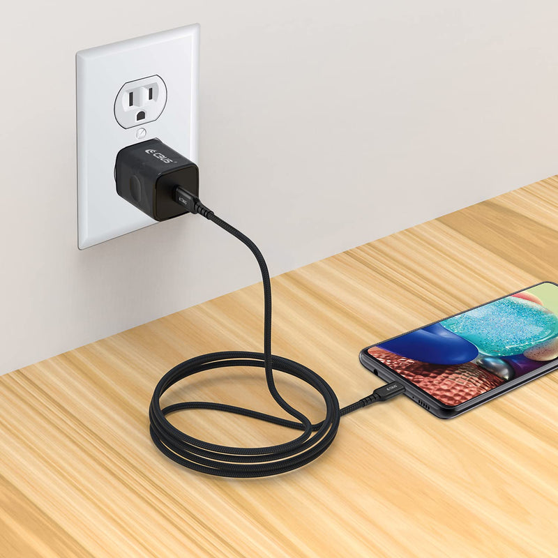 [Australia - AusPower] - CBUS 20W Fast Charger + 10ft Braided Cable for Motorola One 5G, One 5G Ace, Edge+, Moto G Stylus, Moto G Play, Moto G Power (2020, 2021), Moto G Fast, Moto G8+, One Action (Black) 