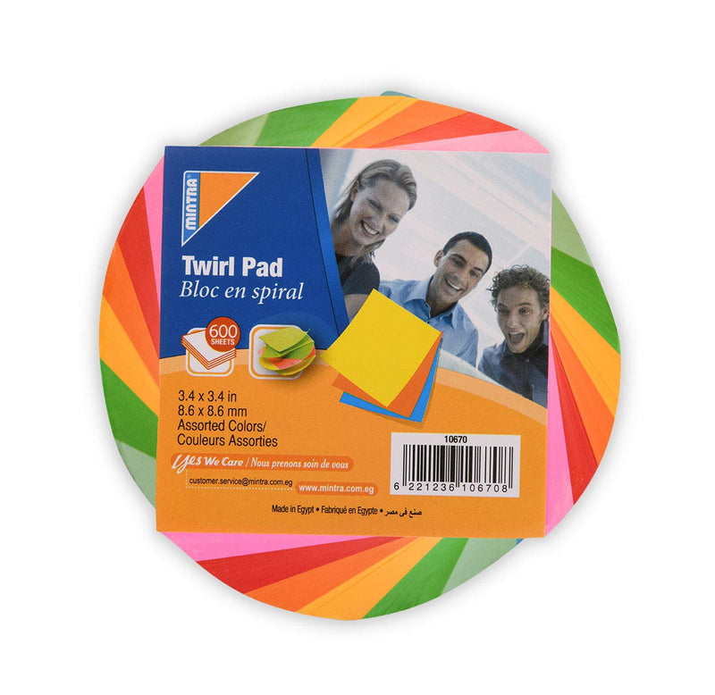 [Australia - AusPower] - Mintra Office Memo Pads, (Twirl Pad 600ct - Bright), 3.4in x 3.4in, Note Pad Paper For Writing Notes, Reminders, Work, Business, Desk, College, School, Organization, Planning Twirl Pad 600ct - Bright 