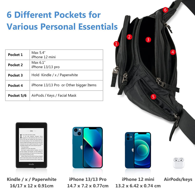 [Australia - AusPower] - ProCase Fanny Pack Waist Packs for Men Women, Waist Bag Hip Pack for Travel Hiking Running Outdoor Sports Black 