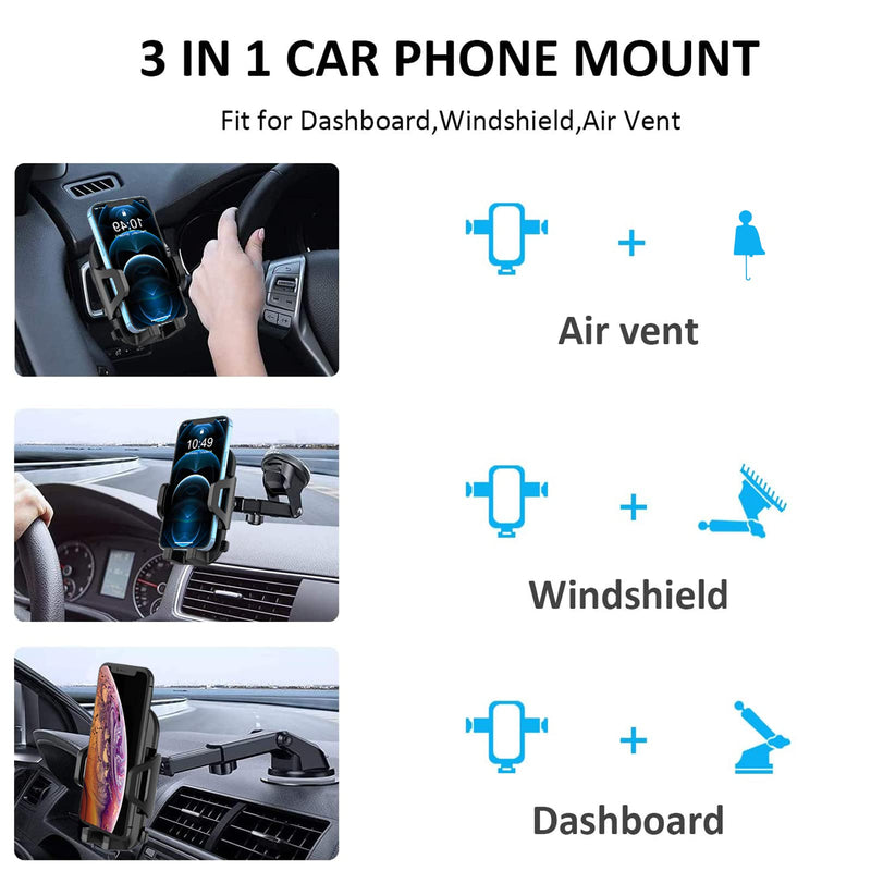 [Australia - AusPower] - Car Phone Holder Mount Dashboard/Air Vent/Windshield for Moto Motorola G Power/G Pure/Edge 2021/One 5G ACE/G7 Z4 Z3 Z2/E 2020 E6,LG Velvet Wing,K92 K51 Q70,Stylo 6 5,V60 G8 G8X G7 V50 V40 V35 Thinq 