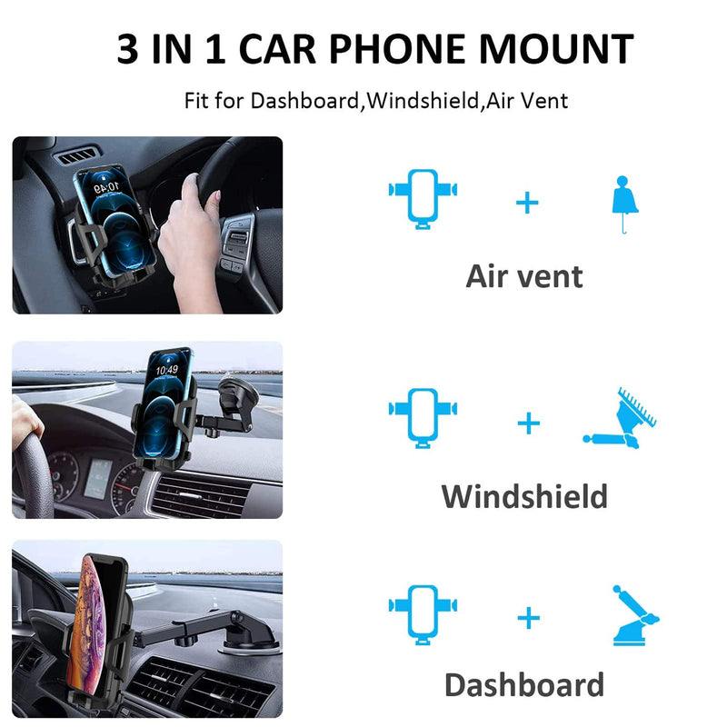 [Australia - AusPower] - Car Phone Mount Holder for Samsung Galaxy S21 S20 S22 Plus Ultra FE 5G,A21 A52 A12 A50 A20 A10E A31 A11 A02S A6,Google Pixel 4A 5G/5 4 XL 3A 3 and All Cell Phone,Windshield/Dashboard/Window+Air Vent 