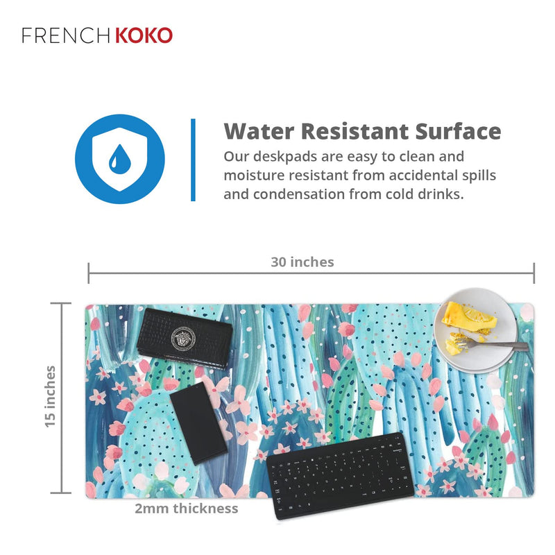 [Australia - AusPower] - French Koko Large Mouse Pad, Long Desk Mat, Keyboard Pad, Desktop Accessories Home School College Decor Supplies Pretty Mousepad Big Computer Office Essentials Women Girls XL Pink Green Cute Cactus 
