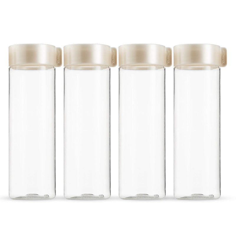 [Australia - AusPower] - Komax Reusable Juice Bottles, Set of 4 Leak-Proof Juice Containers with Lids for Fridge, BPA-Free Plastic Smoothie Bottle Set, Dishwasher-Safe Wide Mouth Juicing Bottles (18.5 oz) 