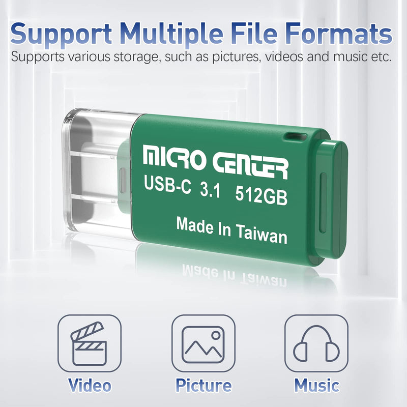 [Australia - AusPower] - Micro Center SuperSpeed 512GB Type-C USB 3.0/USB 3.1 Gen 1 Mini Flash Drive Memory Stick Thumb Drive(512GB, Single Pack) 