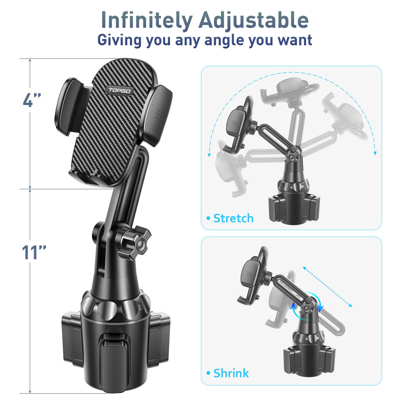 [Australia - AusPower] - Cup Holder Phone Mount, TOPGO Automobile Cup Holder Smart Phone Cradle with Adjustable Neck [Bumpy Road Friendly & Super Stable] for iPhone 13/12/11 Pro Samsung All Phones & Cars 