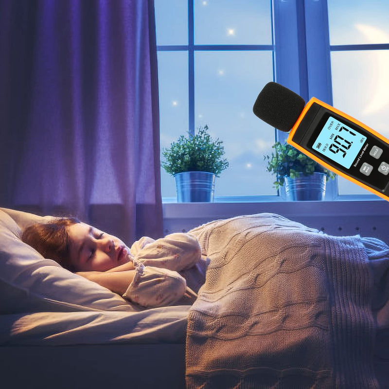 [Australia - AusPower] - Decibel Meter, Portable SPL Meter (Sound Pressure Level Meter), Digital Noise Meter, Range 30-130dB(A) db Meter, Noise Volume Measuring Instrument, Sound Monitoring Tester (Battery Included) Yellow 