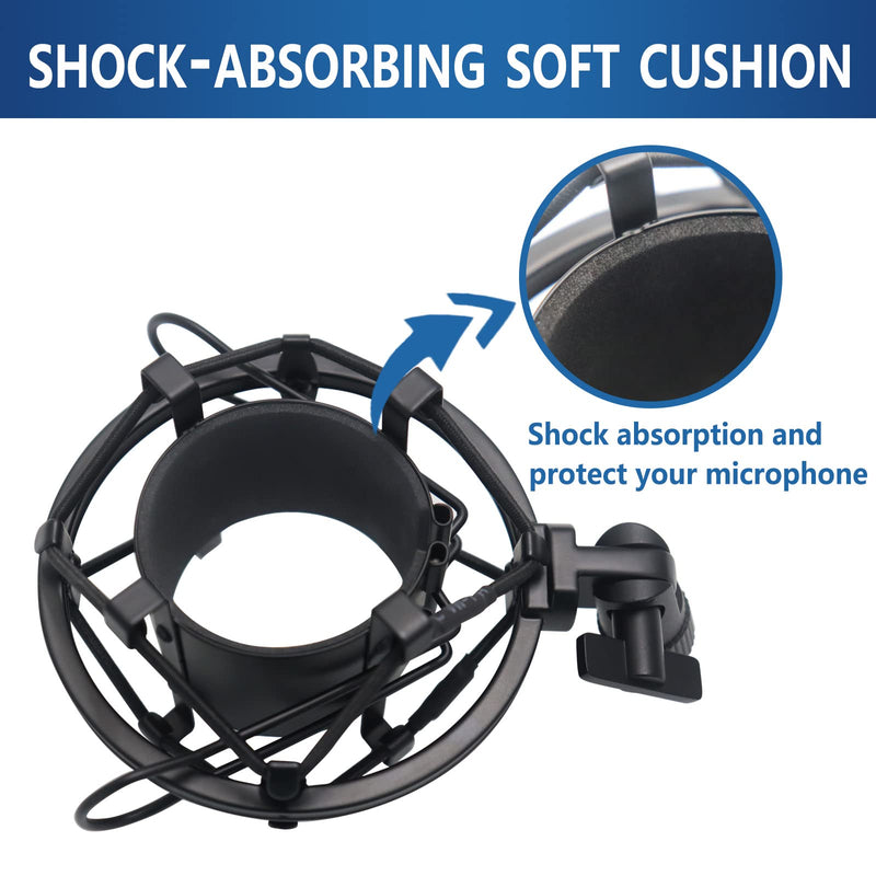 [Australia - AusPower] - Suuntok Universal Microphone Shock Mount, Mic Clip Holder Mount for Diameter 47mm-53mm Mic Anti Vibration Adjustable High Isolation Shock Mount 