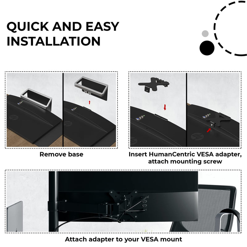 [Australia - AusPower] - HumanCentric VESA Mount Adapter for HP Pavilion 27xw, 25xw, 24xw, 23xw, 22xw, 22cwa, 27cw, 25cw, 24cw, 23cw, and 22cw Monitors 