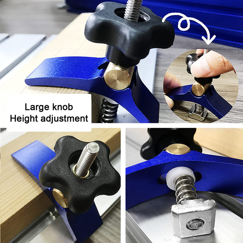 [Australia - AusPower] - 2pcs T-track Hold Down Clamps Aluminum Alloy for Woodworking Compatible with T-slot Worktable 3018 CNC Router Machines, FoxAlien 3018-SE (Red and Blue) 