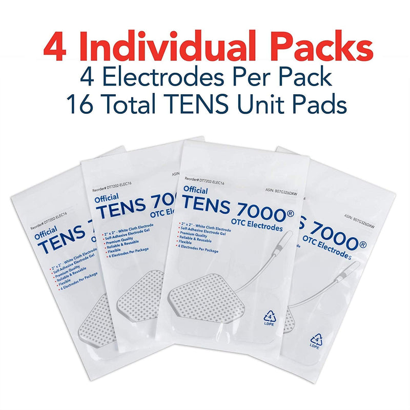 [Australia - AusPower] - TENS 7000 Official TENS Unit Replacement Pads, 16 Count - Premium Quality OTC TENS Unit Pads, 2" X 2" - Compatible with Most TENS Machines, Replacement Electrodes Value Pack 