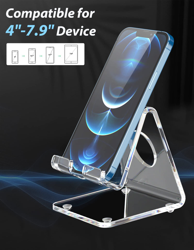 [Australia - AusPower] - DesignComfort Acrylic Cell Phone Stand , Acrylic Phone Stand for Desk,Clear Phone Stand, Dock, Cradle, Compatible with Phone 13 Pro Max Mini 11 Xr 8 SE, Android Smartphone, Pad,Desk Accessories 