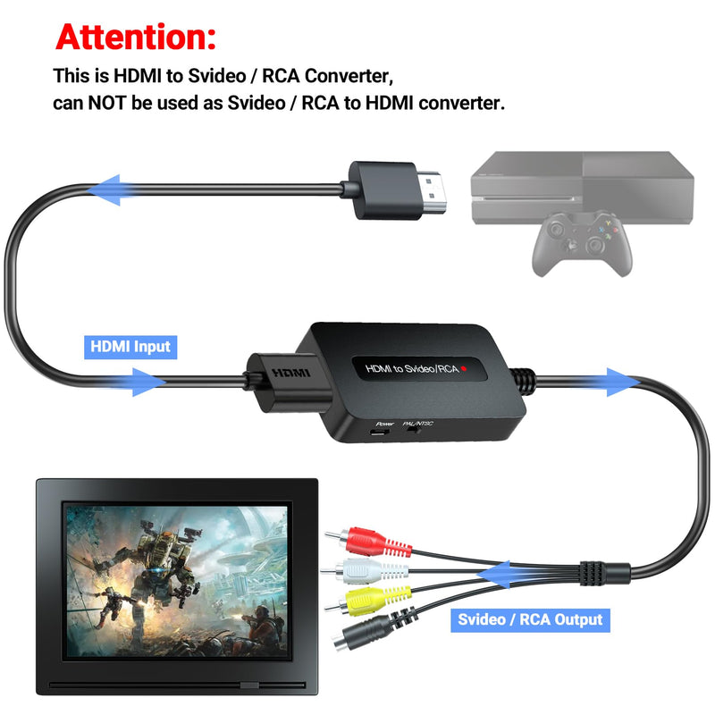 [Australia - AusPower] - TIXILINBI 1080P HDMI to Svideo RCA Converter, HDMI to Composite AV CVBS Converter, HDMI S-Video RCA Adpater for HDMI Devices to Display on Older TVs with Svideo/RCA 