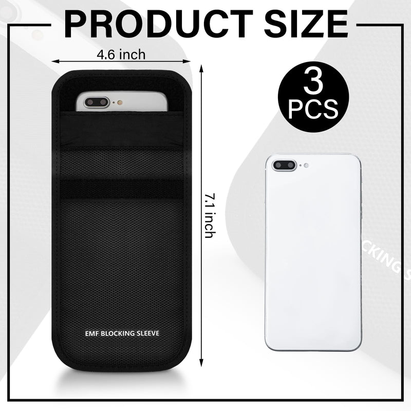 [Australia - AusPower] - Xuhal 3 Pcs Emf Blocking Cell Phone Sleeves 7.1 x 4.6 Inch Anti Radiation Cell Phone Pouch Black Radiation Blocker for Cell Phone Shielding Emf Blocking Phone Case Fits Most Cell Phones 