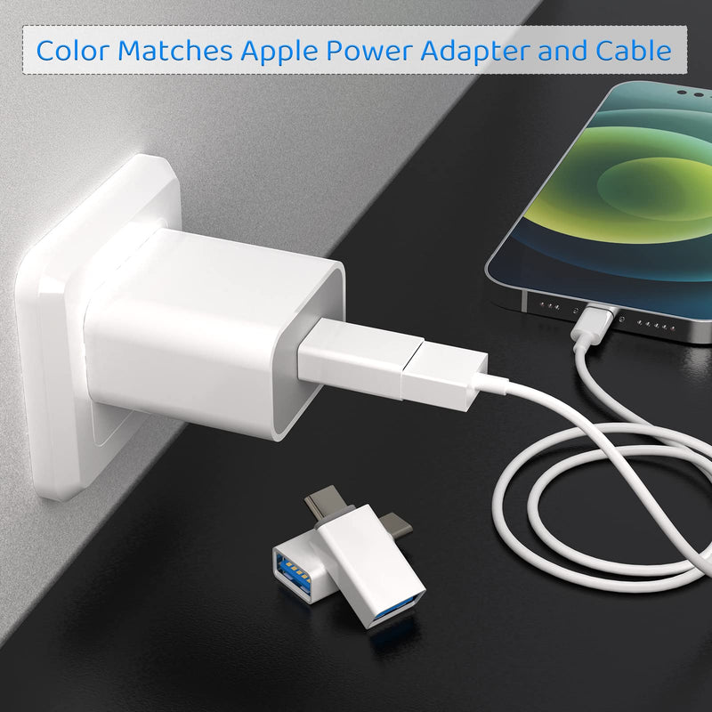 [Australia - AusPower] - USB C to USB Adapter Pack-1,USB-C Male to USB 3.0 Female Adapter for MacBook Pro 2021/2020 iMac iPad Pro/Mini 6 Pixel 6 5 4 XL USB C Wall Plug Charger and Any Type C or Thunderbolt 4/3 Devices, White 1 Count 