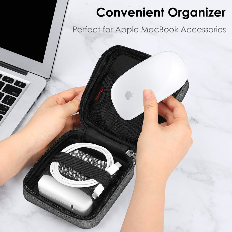 [Australia - AusPower] - FINPAC Charger Case for MacBook, Small Electronic Organizer Bag for MacBook Power Adapter, Portable Pouch Travel Storage for Laptop Accessories, Magic Mouse, USB Drives, GoPro, Gadgets, Tech Gear *Black-Gray 