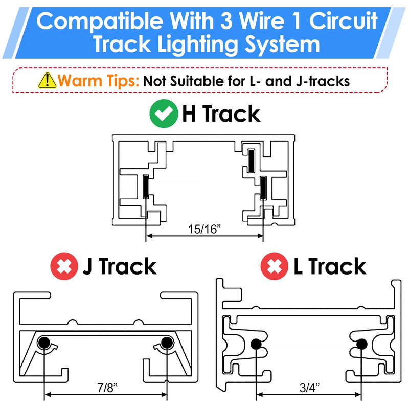 [Australia - AusPower] - Enhon 2 Pack H Track Dead End I Connector Compatible with WAC Lighting H Track Systems, 3 Wire 1 Track Lighting Kit for H Track System Track Lighting Accessories, LED Lights Connector in White 