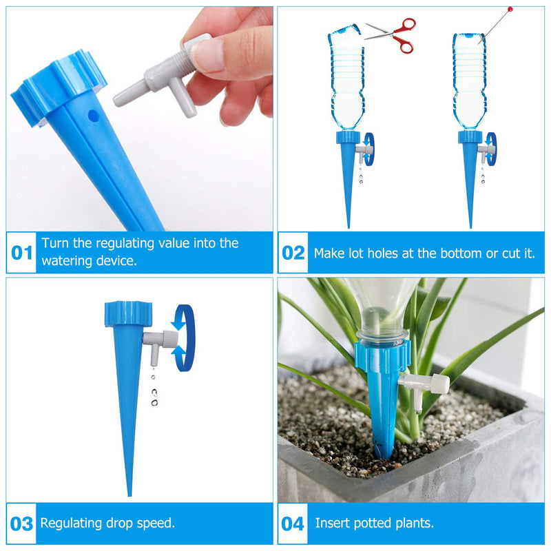 [Australia - AusPower] - Self Watering Spikes, Slow Release Control Valve Switch Automatic Irrigation Watering Drip System, Adjustable Water Volume Drip System for Vacation and Outdoor Plant Watering-12Pack（6 green&6 blue） blue&green 