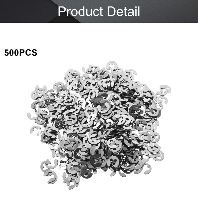 [Australia - AusPower] - MroMax External Circlips C-Clip Retaining Shaft Snap Rings 304 Stainless Steel, Silver 500pcs M2.5 