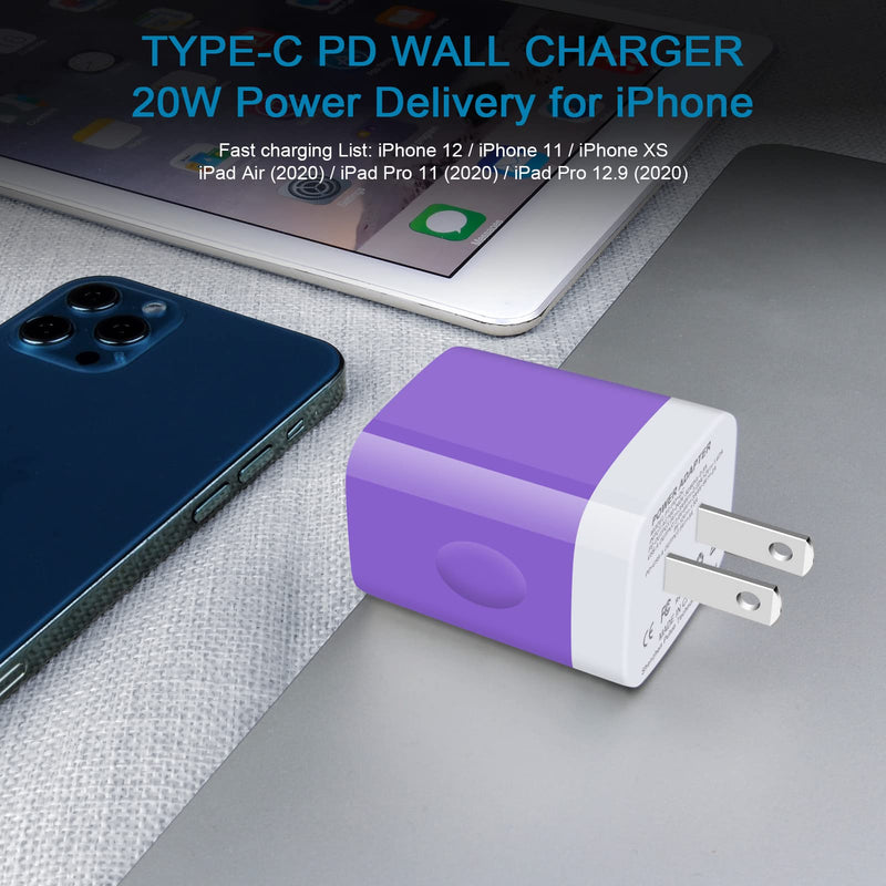 [Australia - AusPower] - USB C Adapter for S22 S21FE A13, Type C Charger Fast Charging, 3Pack PD+QC 2Port Fast Charger Block Brick USB-C Wall Plug for iPhone SE 13 12 Pro Max XS X 8 Plus,Pixel,Galaxy S21 Note 20Ultra, LG,Moto 3-green,rose red,purple 