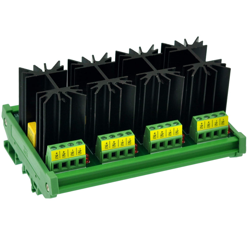 [Australia - AusPower] - CZH-LABS DIN Rail Mount 12 Amp Solid State Relay SSR Module, in 4~32VDC, Out 100~240VAC. (4 Channels) 4 Channels 